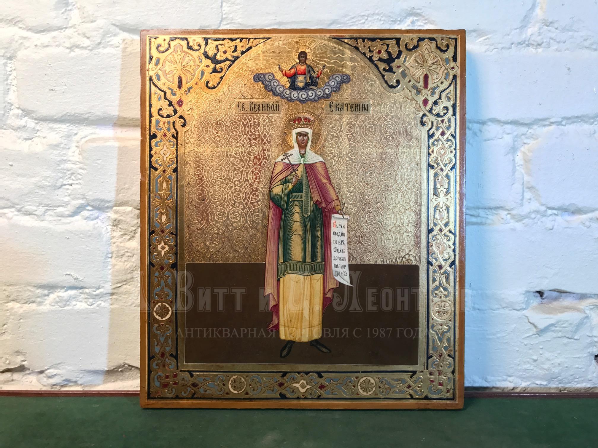 Антикварная икона - Святая великомученица Екатерина